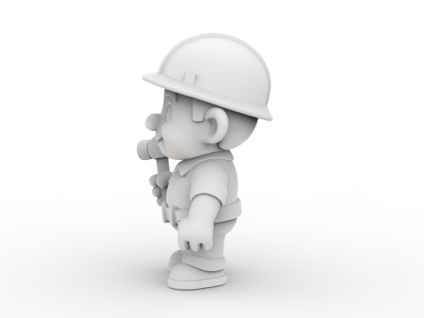 Cartoon Construction Worker 3D Printable 3D print model 3D 프린트 모델