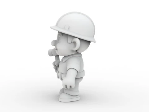 Cartoon Construction Worker 3D Printable 3D print model 3D Print Model