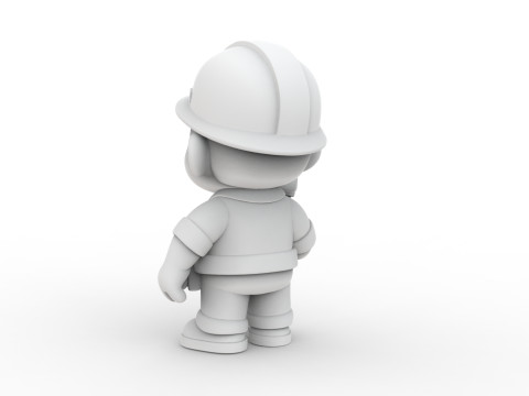 Cartoon Construction Worker 3D Printable 3D print model 3D 프린트 모델
