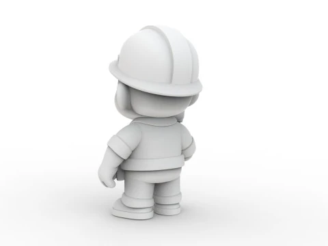 Cartoon Construction Worker 3D Printable 3D print model 3D Print Model