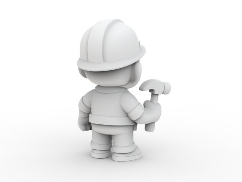 Cartoon Construction Worker 3D Printable 3D print model 3D 프린트 모델