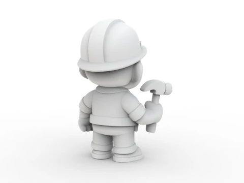 Cartoon Construction Worker 3D Printable 3D print model 3D Print Model