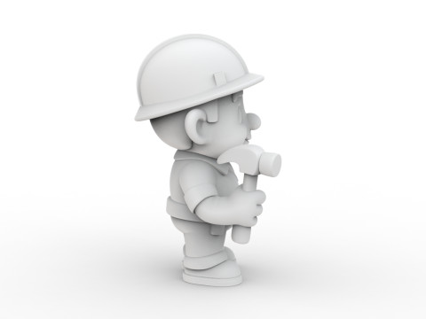Cartoon Construction Worker 3D Printable 3D print model 3D 프린트 모델