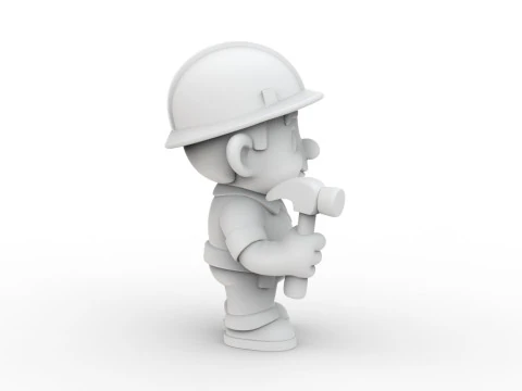 Cartoon Construction Worker 3D Printable 3D print model 3D Print Model