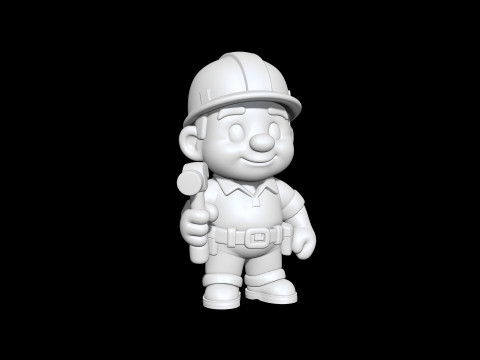 Cartoon Construction Worker 3D Printable 3D print model 3D 프린트 모델
