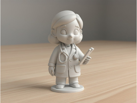 Cartoon Doctor Girl 3D Printable 3D print model 3Dプリントモデル