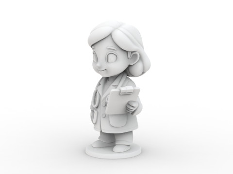 Cartoon Doctor Girl 3D Printable 3D print model 3D प्रिंट मॉडल