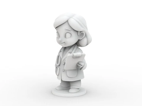 Cartoon Doctor Girl 3D Printable 3D print model 3D Print Model