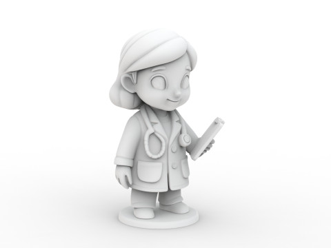 Cartoon Doctor Girl 3D Printable 3D print model 3D प्रिंट मॉडल