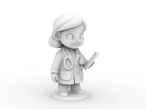 Cartoon Doctor Girl 3D Printable 3D print model 3D Print Model