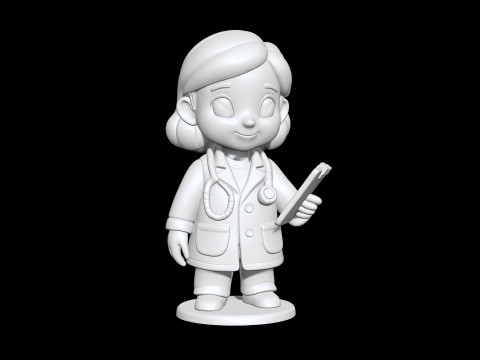 Cartoon Doctor Girl 3D Printable 3D print model 3D प्रिंट मॉडल