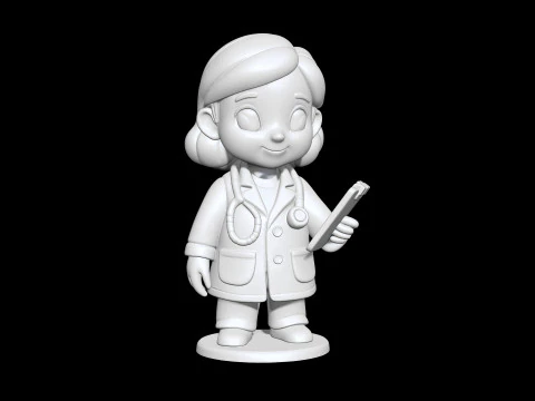 Cartoon Doctor Girl 3D Printable 3D print model 3D Print Model