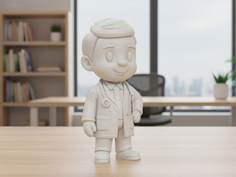 Cartoon Doctor 3D Printable 3D print model 3Dプリントモデル