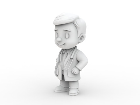 Cartoon Doctor 3D Printable 3D print model 3D Принт Модель