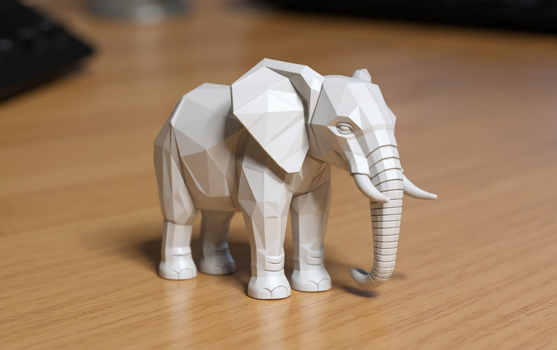 Low Poly Elephant 3D Printable 3D print model 3D Druckmodell .c4d .max .obj .3ds .fbx .stl .blend 