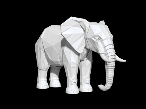Low Poly Elephant 3D Printable 3D print model 3D Print Model
