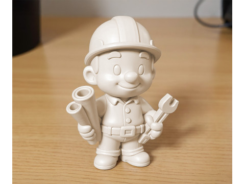 Cartoon Construction Worker 3D Printable 3D print model 3D Принт Модель