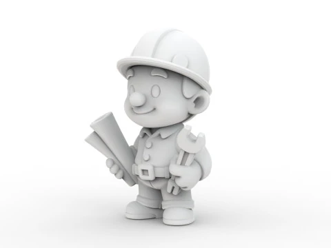 Cartoon Construction Worker 3D Printable 3D print model 3D Print Model
