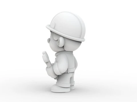 Cartoon Construction Worker 3D Printable 3D print model 3D Print Model