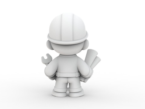 Cartoon Construction Worker 3D Printable 3D print model Modello di stampa 3D