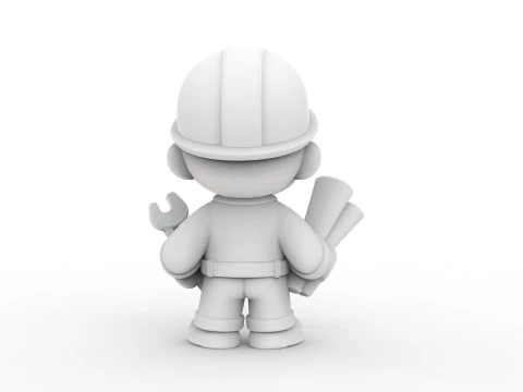 Cartoon Construction Worker 3D Printable 3D print model 3D Print Model