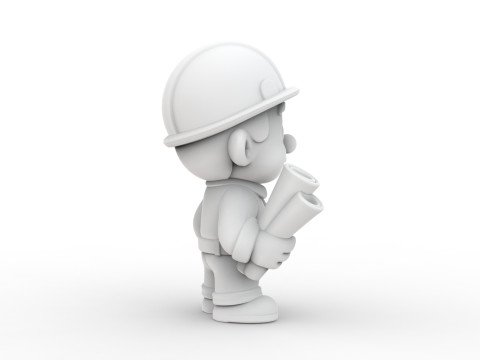 Cartoon Construction Worker 3D Printable 3D print model Modello di stampa 3D