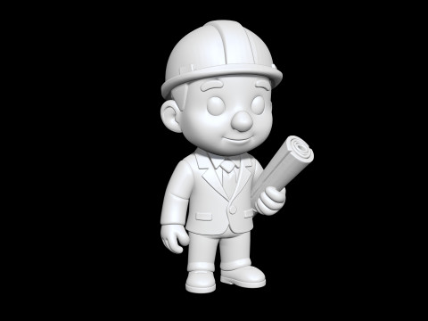 Cartoon Engineer 3D Printable 3D print model 3D Print Model