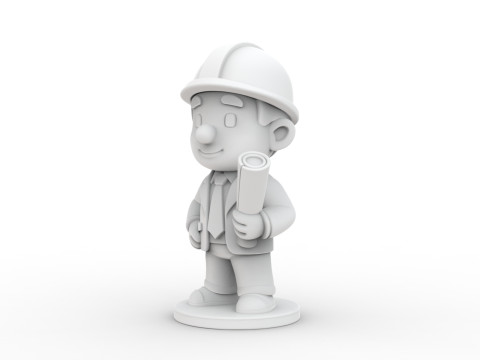 Cartoon Architect 3D Printable 3D print model 3Dプリントモデル