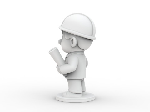 Cartoon Architect 3D Printable 3D print model 3Dプリントモデル