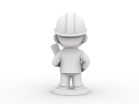 Cartoon Architect 3D Printable 3D print model 3Dプリントモデル