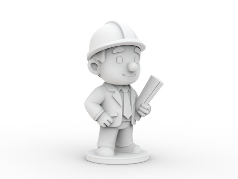 Cartoon Architect 3D Printable 3D print model 3Dプリントモデル