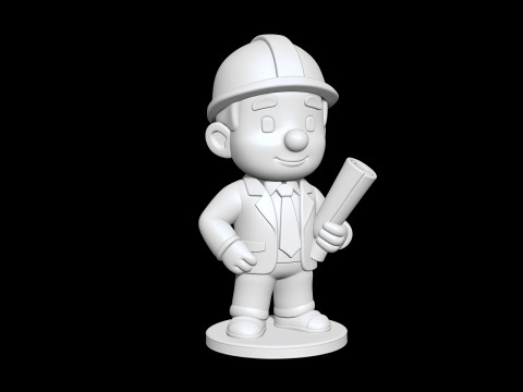 Cartoon Architect 3D Printable 3D print model 3Dプリントモデル