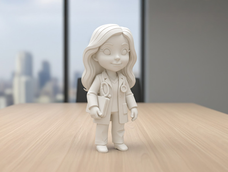 Female Doctor Chibi 3D Printable 3D print model 3D Baskı Modeli .c4d .max .obj .3ds .fbx .stl .blend