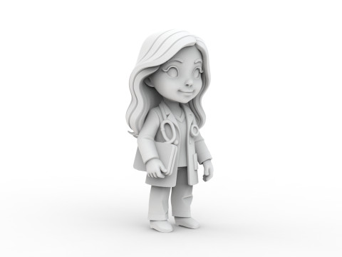 Female Doctor Chibi 3D Printable 3D print model 3D Baskı Modeli