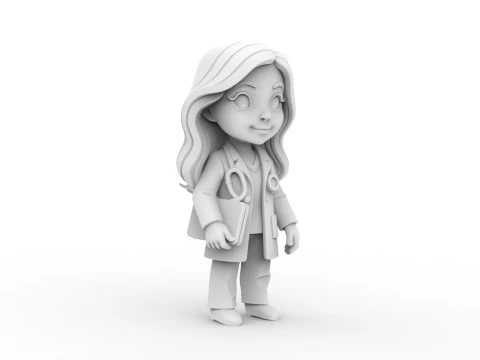Female Doctor Chibi 3D Printable 3D print model 3D Print Model