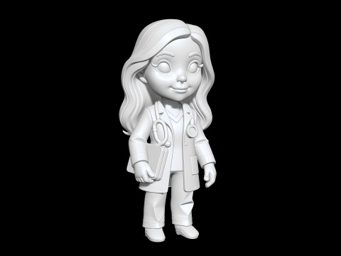 Female Doctor Chibi 3D Printable 3D print model 3D Baskı Modeli