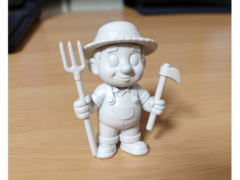 Cartoon Farmer 3D Printable 3D print model 3Dプリントモデル