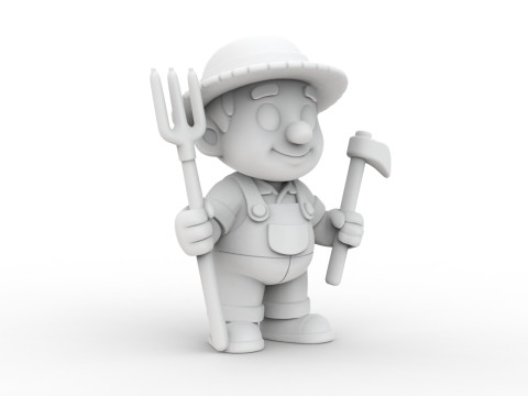 Cartoon Farmer 3D Printable 3D print model 3D Принт Модель