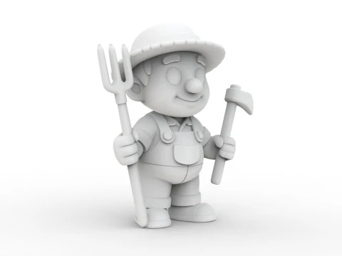 Cartoon Farmer 3D Printable 3D print model 3D Print Model