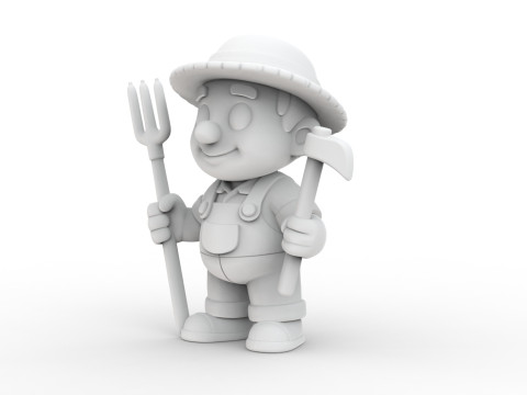 Cartoon Farmer 3D Printable 3D print model 3D Принт Модель