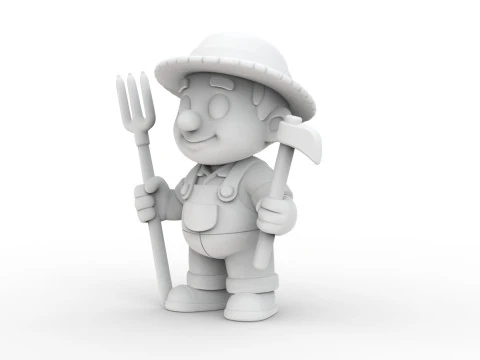 Cartoon Farmer 3D Printable 3D print model 3D Print Model