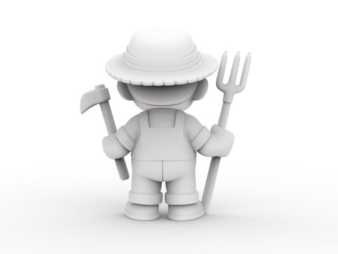Cartoon Farmer 3D Printable 3D print model 3D Принт Модель