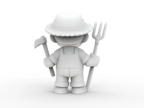 Cartoon Farmer 3D Printable 3D print model 3D Print Model