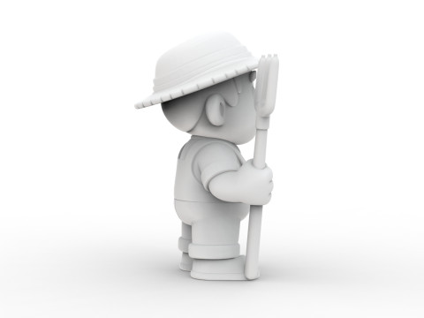 Cartoon Farmer 3D Printable 3D print model 3D Принт Модель