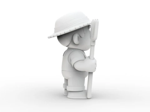 Cartoon Farmer 3D Printable 3D print model 3D Print Model
