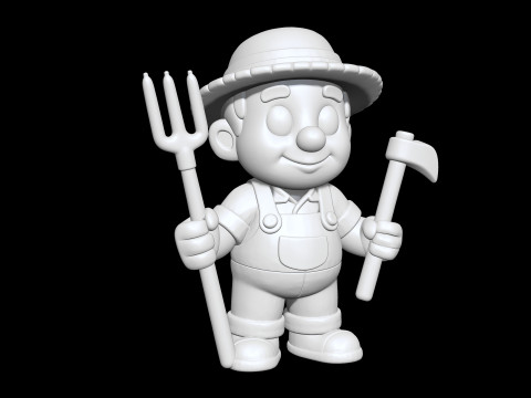 Cartoon Farmer 3D Printable 3D print model 3D Принт Модель