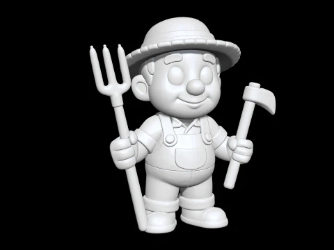 Cartoon Farmer 3D Printable 3D print model 3D Print Model