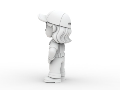 Cartoon Mechanic Girl 3D Printable 3D print model Model do druku 3D