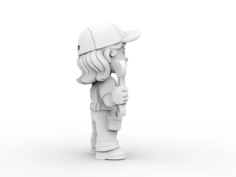 Cartoon Mechanic Girl 3D Printable 3D print model 3D Print Model