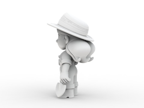 Cartoon Farmer Girl 3D Printable 3D print model 3D Baskı Modeli